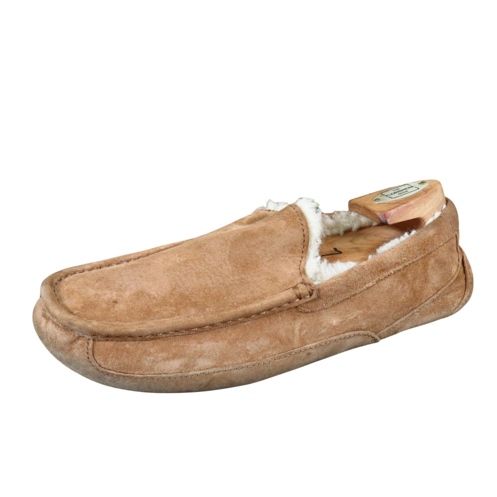 UGG Ascot Mens Moccasin Slipper Size 8 Indoor Outdoor Chestnut Brown Suede